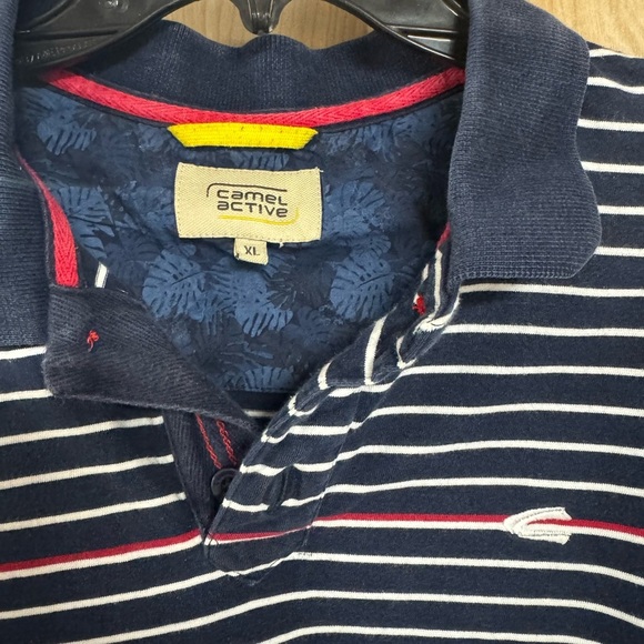 Camel Active VTG Men Blue & White Striped Short Sleeves Polo Shirt Sz XL - Picture 2 of 4